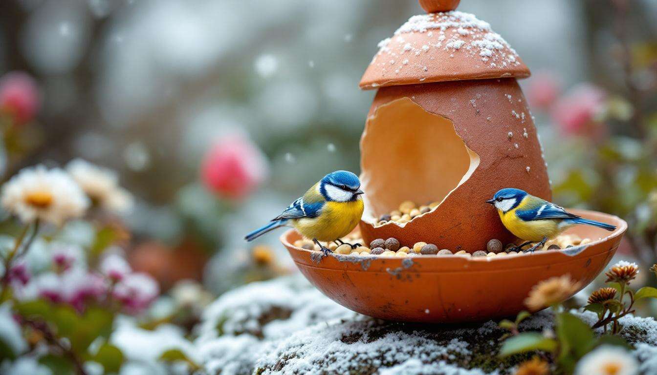 Un guscio d’uovo, un vecchio vaso… il trucco naturale che le cinciallegre adorano per superare il freddo